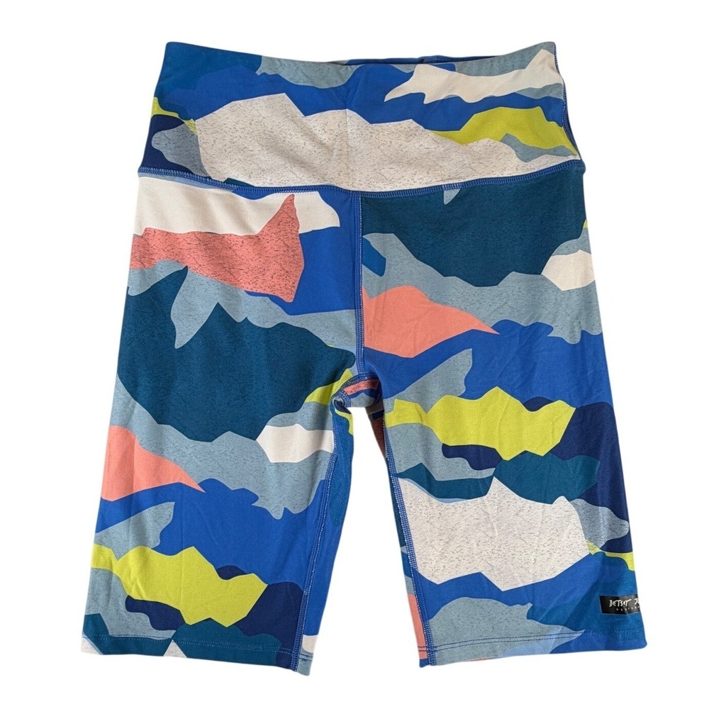 Betsey Johnson Performance Womens Blue Camo Abstract Biker Shorts Medium